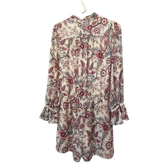 BCBGMAXAZRIA Burgundy Paisley Long Sleeve Jumpsuit Shorts Women’s XS Boho EUC - Picture 5 of 6